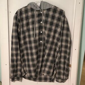 ROMWE Black and White Plaid Shirt Jacket